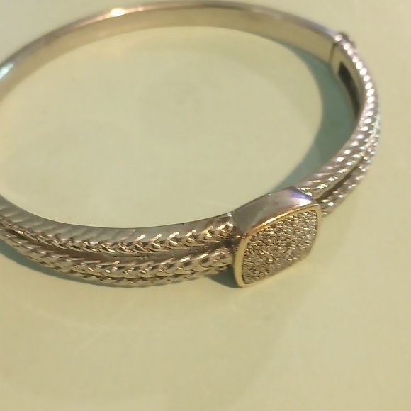 Ralph Lauren sterling silver 14 kt diamond bangle bracelet - Picture 2 of 5